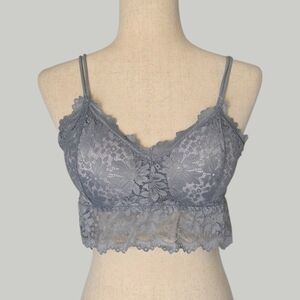 NEW Grey Floral Lace Bralette Bra | Soft Stretch |  XL -- XXL